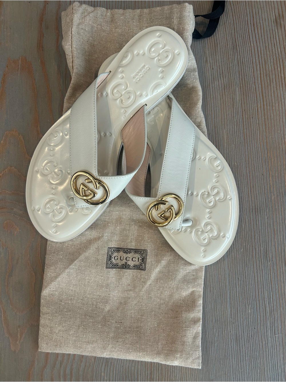 Gucci
Women's Nadeline Interlocking G Thong Sandals GG Embossed Leather